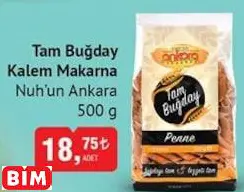 NUH’UN ANKARA TAM BUĞDAY KALEM MAKARNA